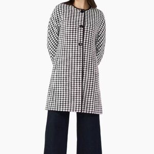 Kate Spade New York Wool Houndstooth Print Coat Black White Size Medium